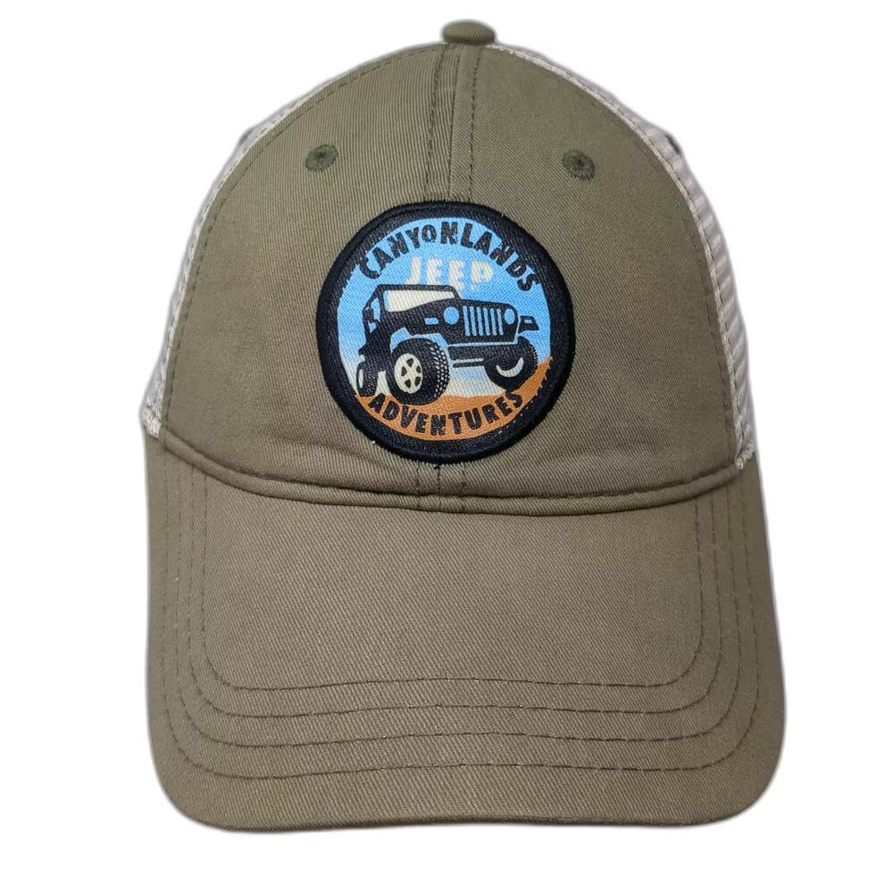 Hat Graphix 360 Baseball Cap Green Beige OS Jeep Canyonlands Yokohama Patch Mesh